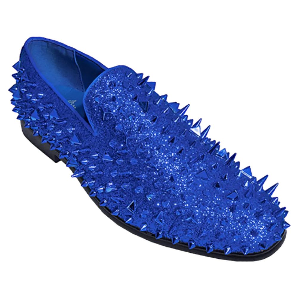 Royal men's Royal blue spikes shoes slip-on smokers tuxedo luxury shoes