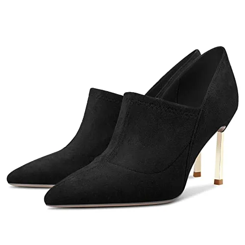 Saekcted Women Stiletto High Heel Pointed Toe Pumps Slip-on Wedding Cute 3.3 Inches Heels Black