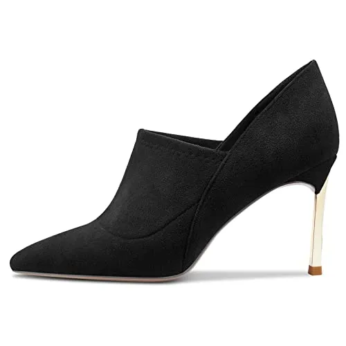 Saekcted Women Stiletto High Heel Pointed Toe Pumps Slip-on Wedding Cute 3.3 Inches Heels Black