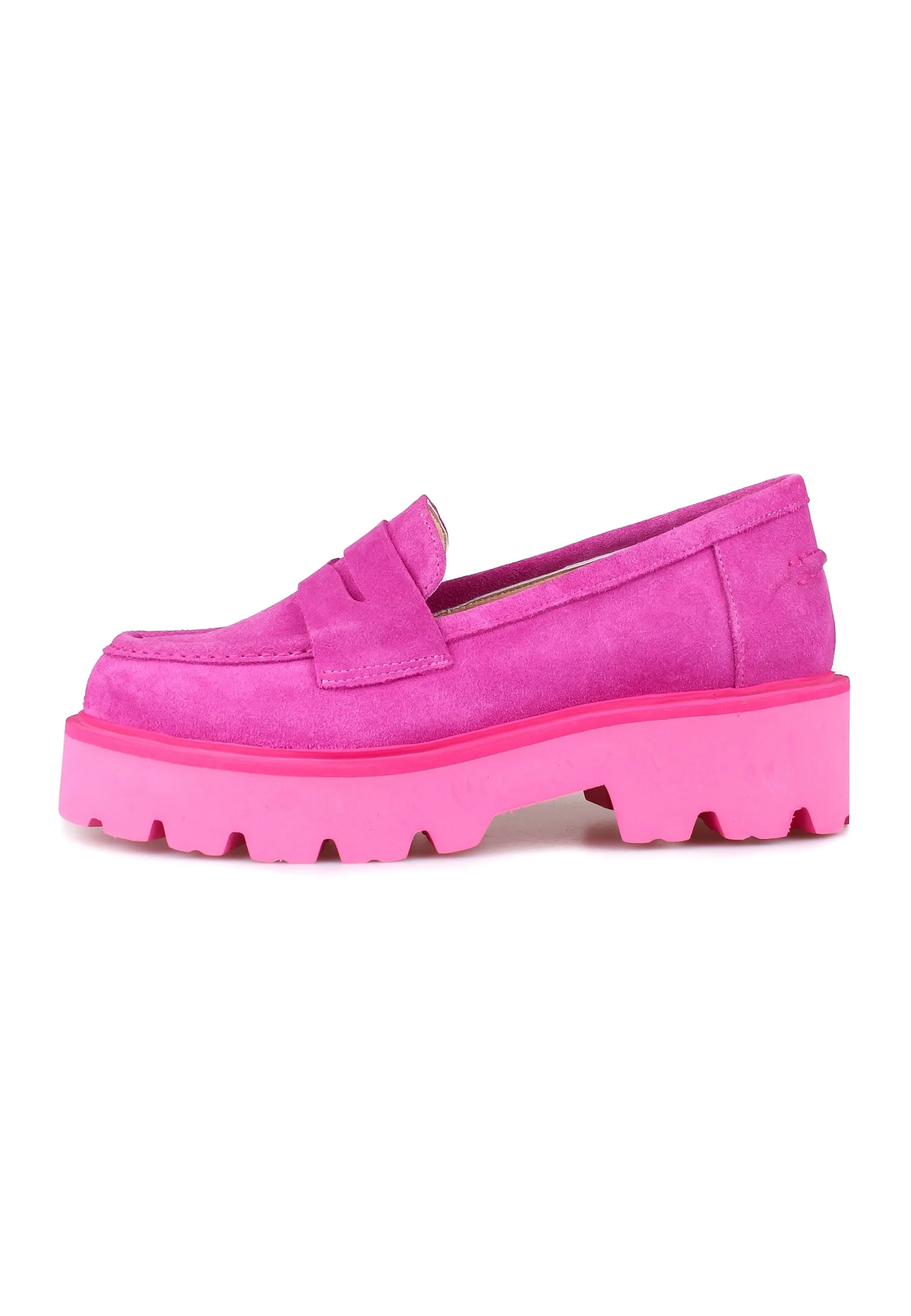 Slip-on Suede Loafers - Fuchsia