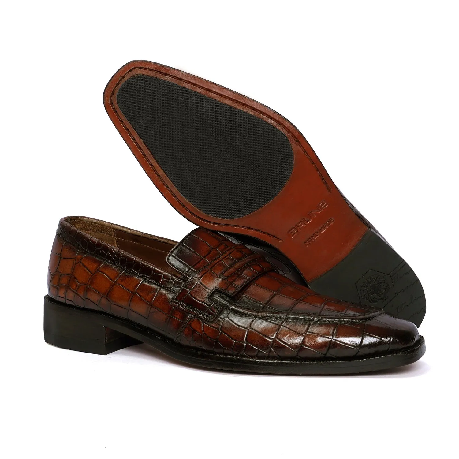 Smokey Finish Formal Loafer in Deep Cut Leather