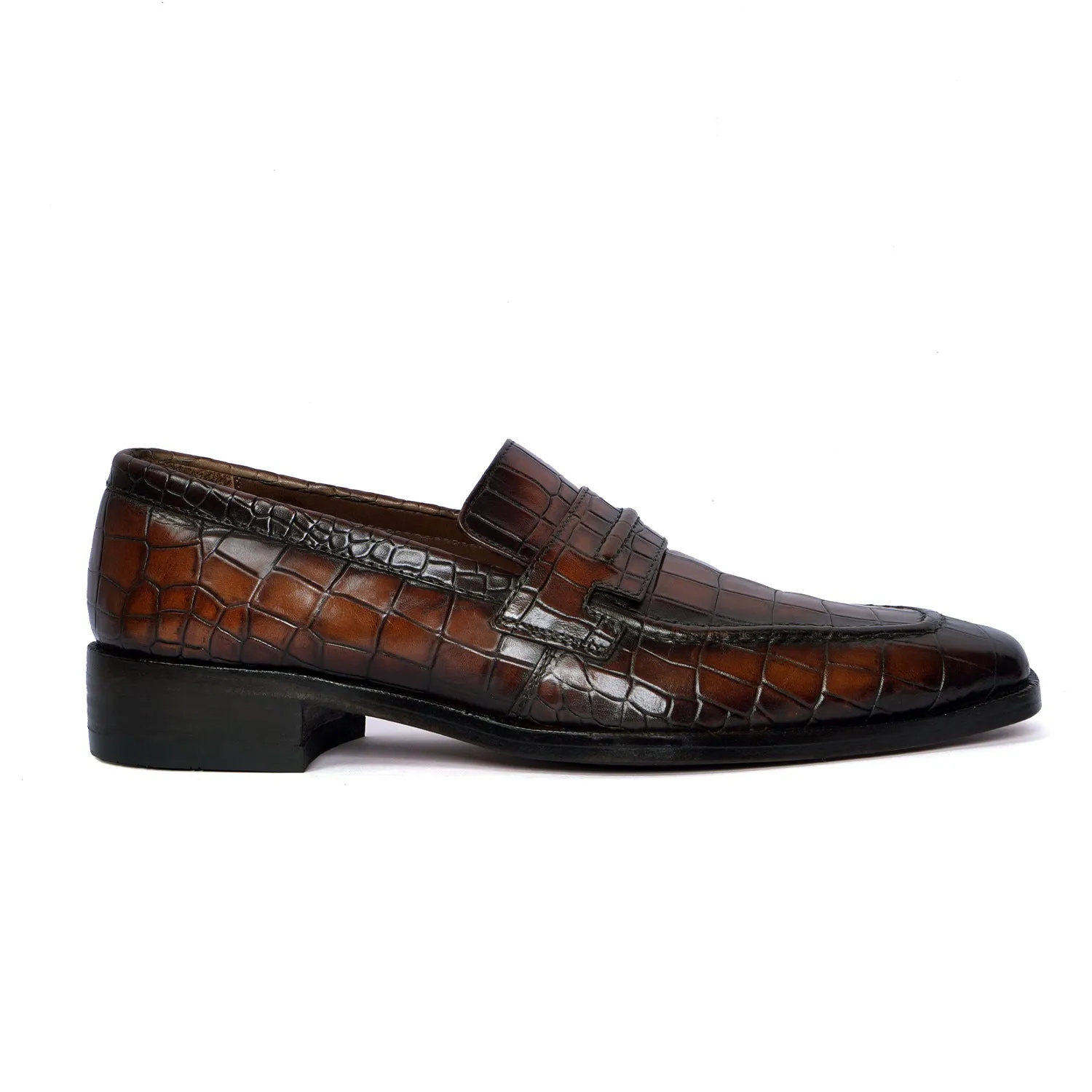 Smokey Finish Formal Loafer in Deep Cut Leather