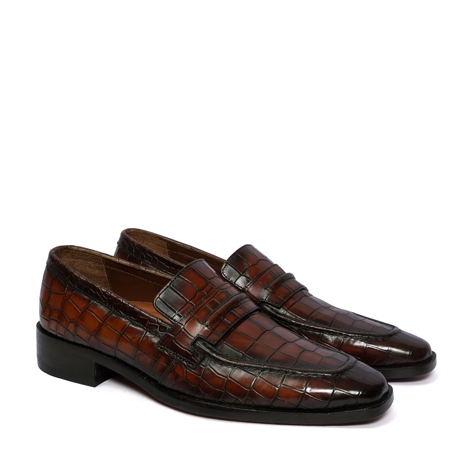 Smokey Finish Formal Loafer in Deep Cut Leather