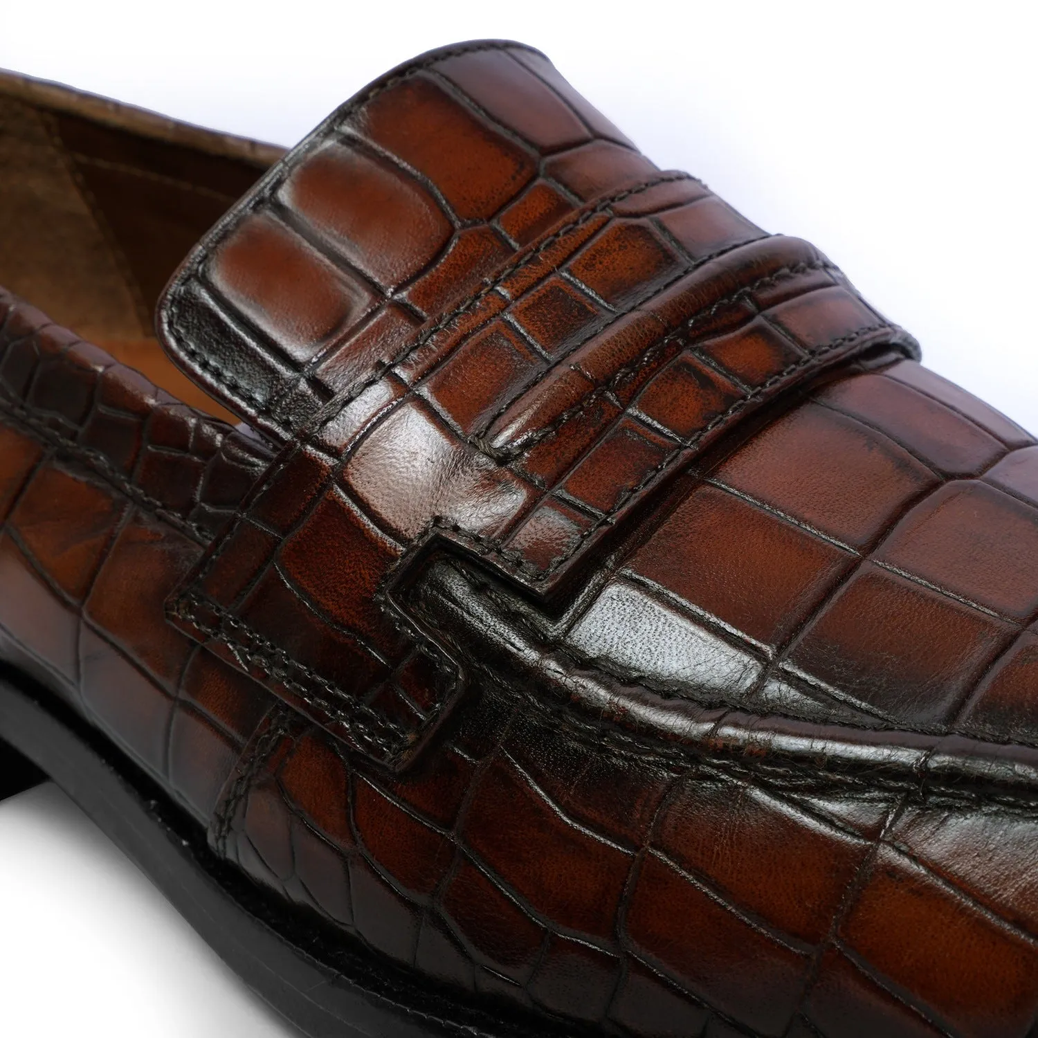 Smokey Finish Formal Loafer in Deep Cut Leather