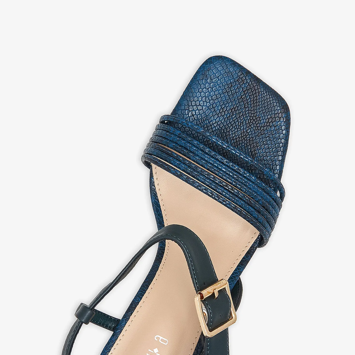 Snake Textured Block Heels