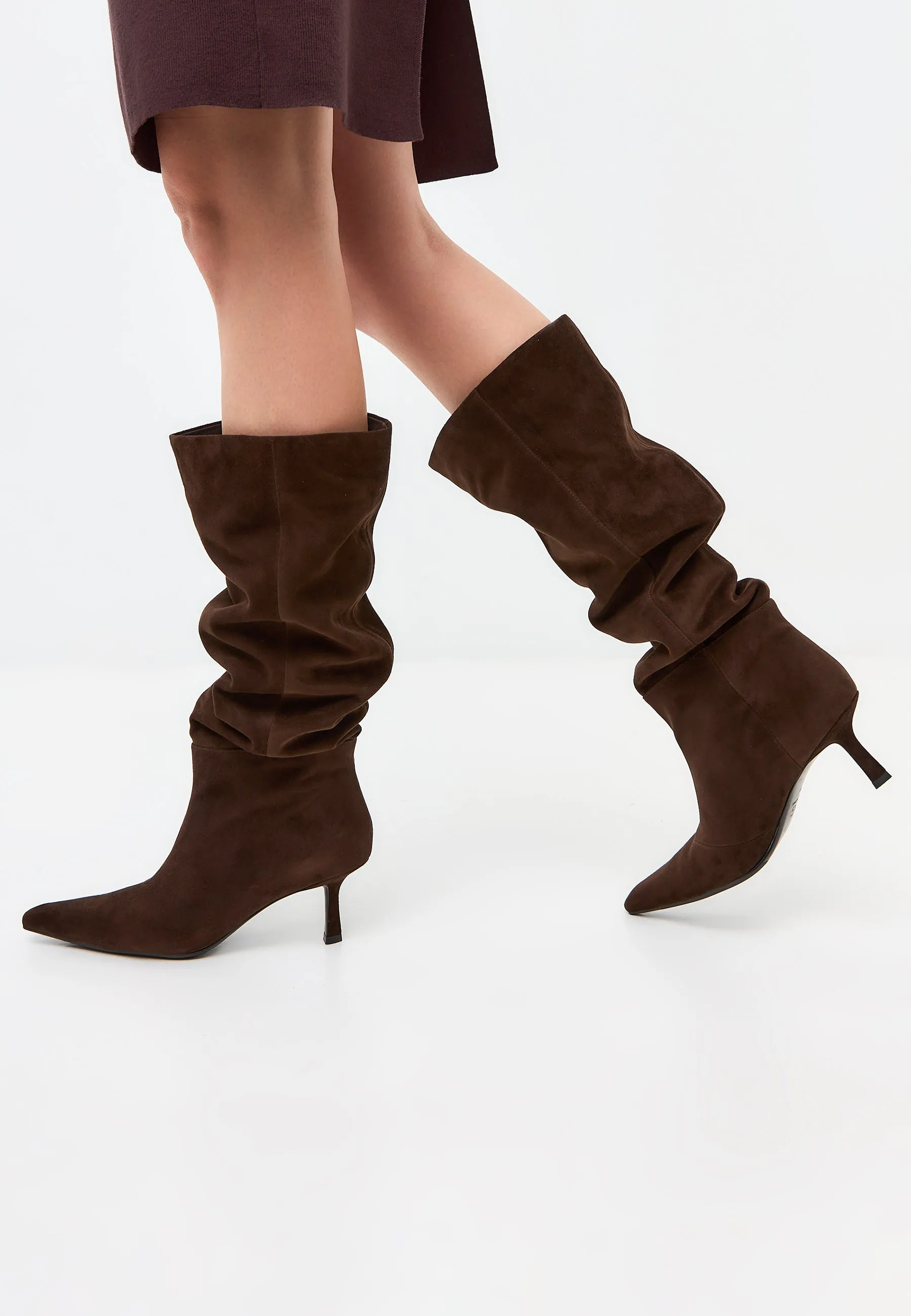 Suede Slouchy Boots Stella - Brown