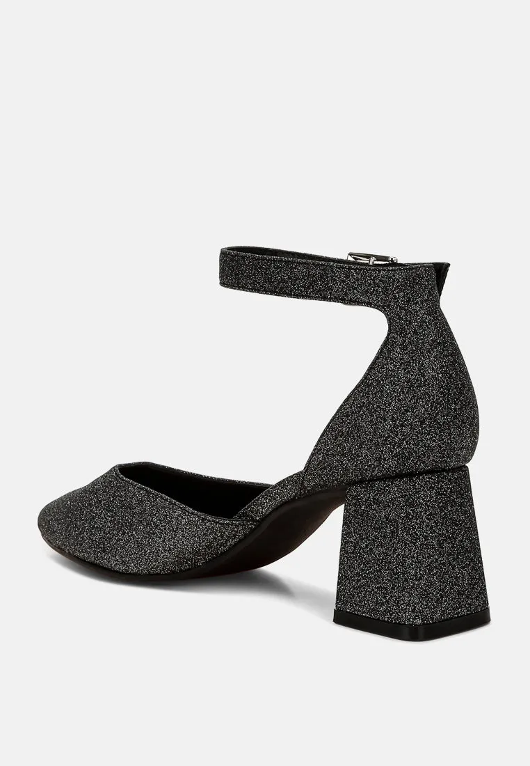 Taznia Glitter Block Heel Sandals