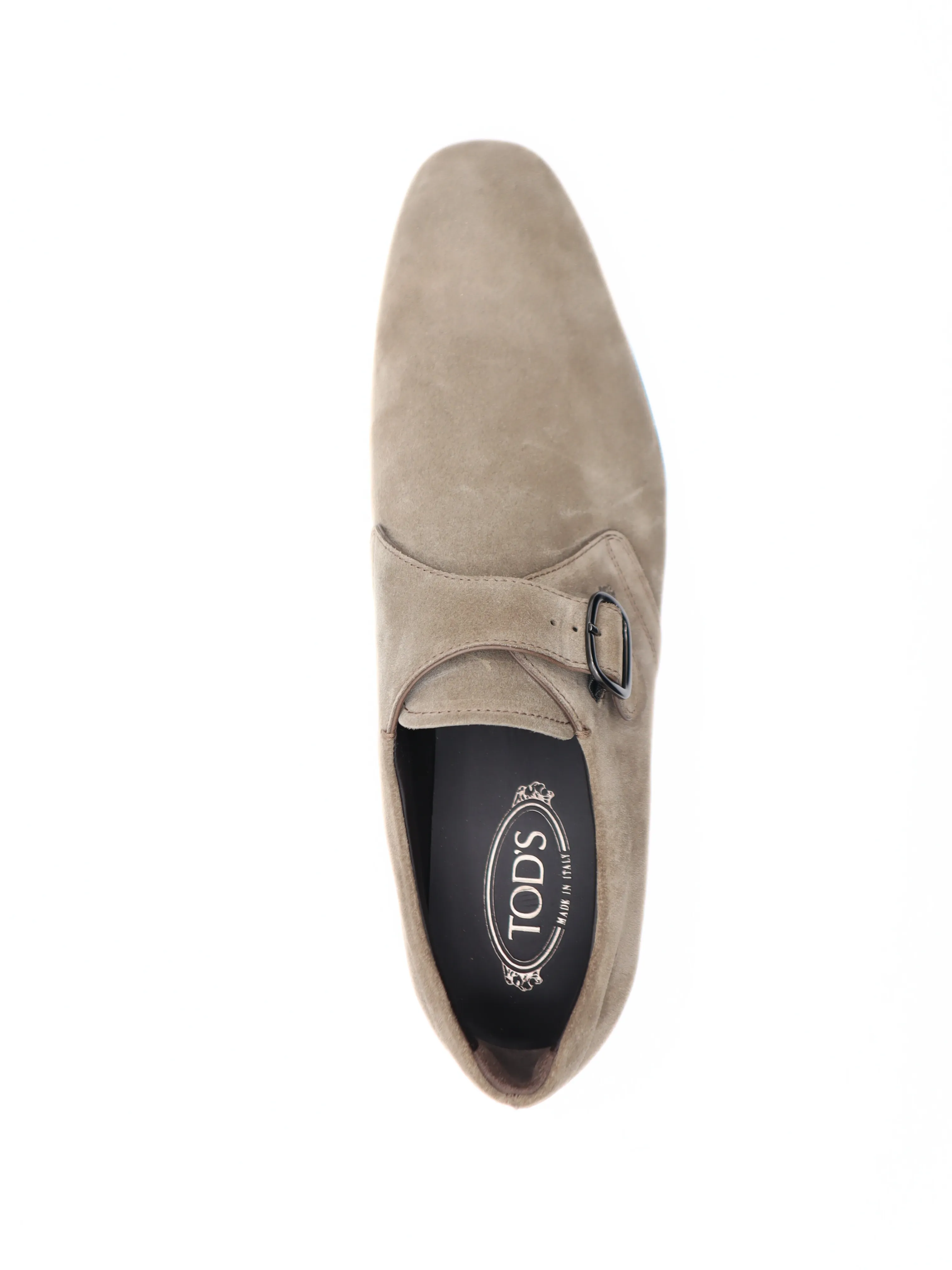 Tods Mens Beige Brown Suede Monk Strap Penny Loafer Shoe