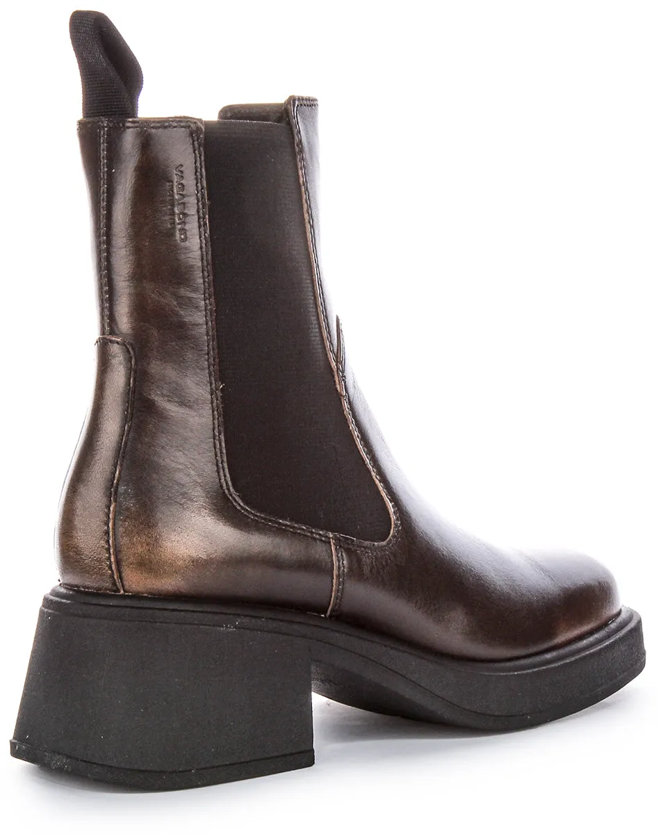 Vagabond Dorah In Brown Burnished Chelsea For Women