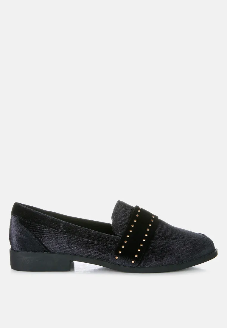 Walkin Stud Detail Velvet Loafers