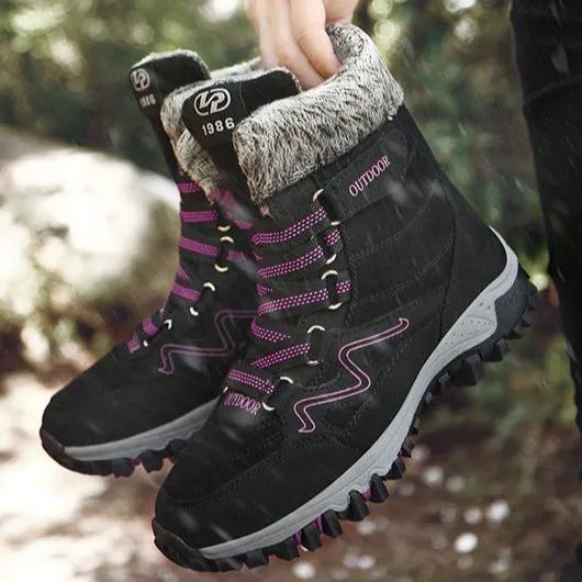 Women's Anti-slip warm lining mid calf snow boots with magic tape