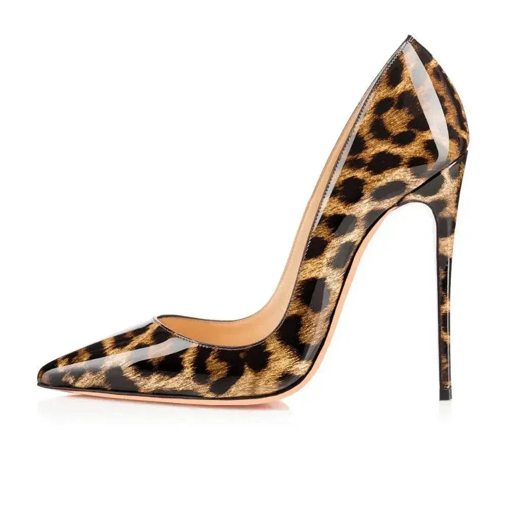 Womens Leopard High Heels Pointed Toe High Heel Pumps