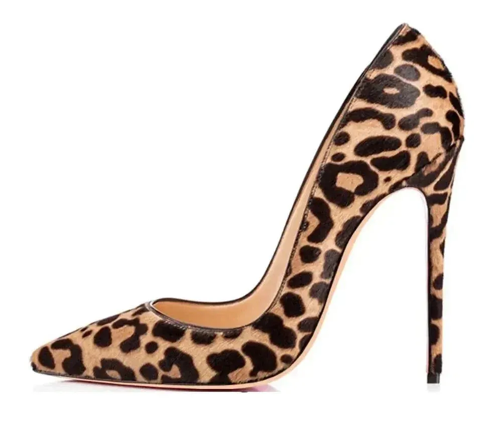 Womens Leopard High Heels Pointed Toe High Heel Pumps