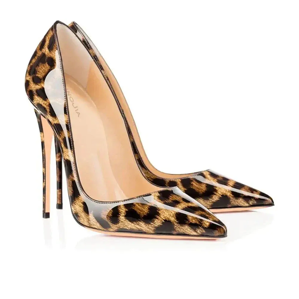 Womens Leopard High Heels Pointed Toe High Heel Pumps