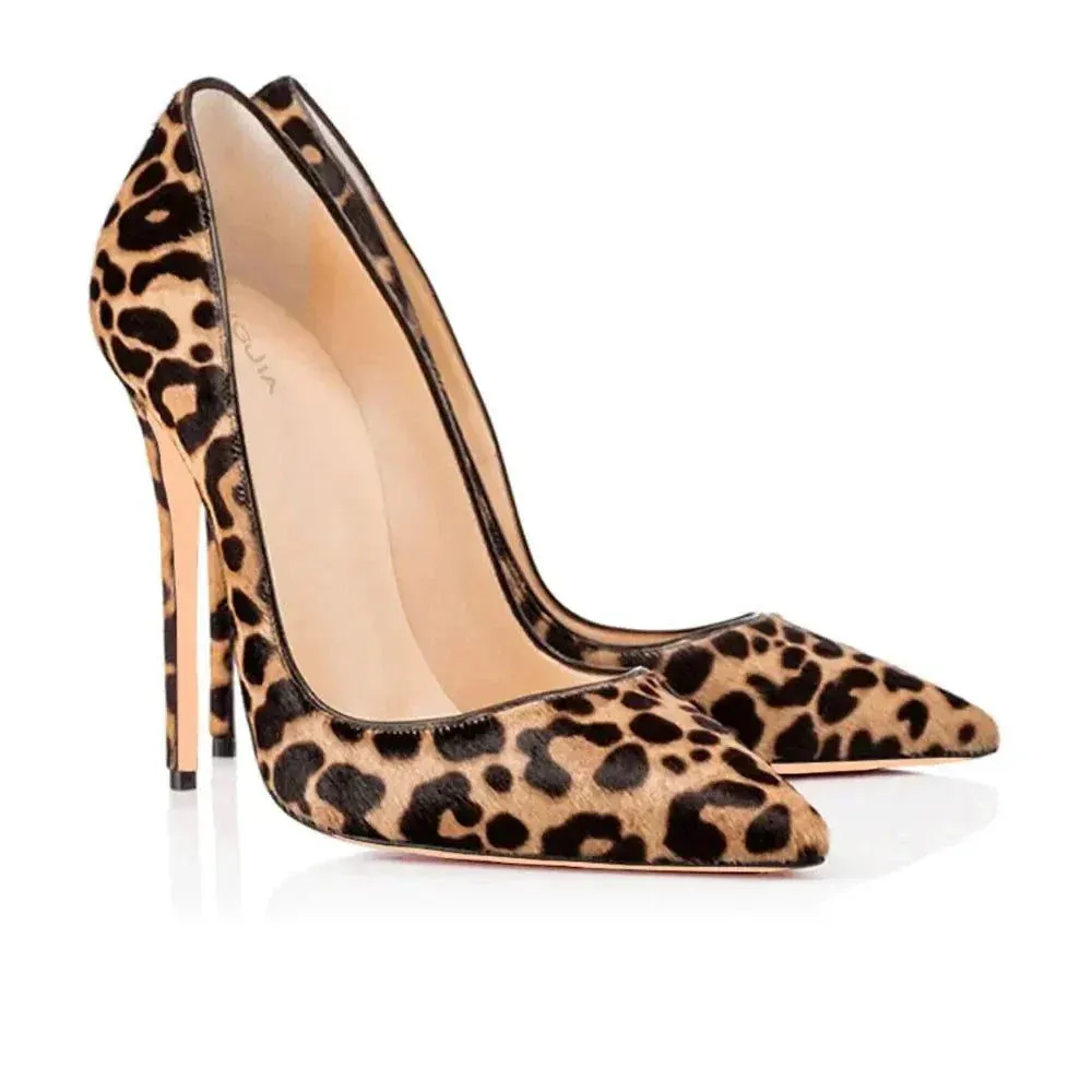 Womens Leopard High Heels Pointed Toe High Heel Pumps