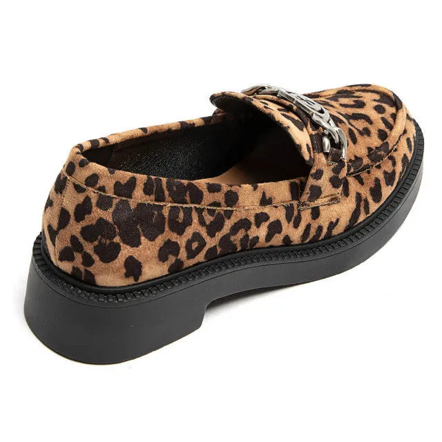 Women's Loafer in Patent Black or Faux suede leopard