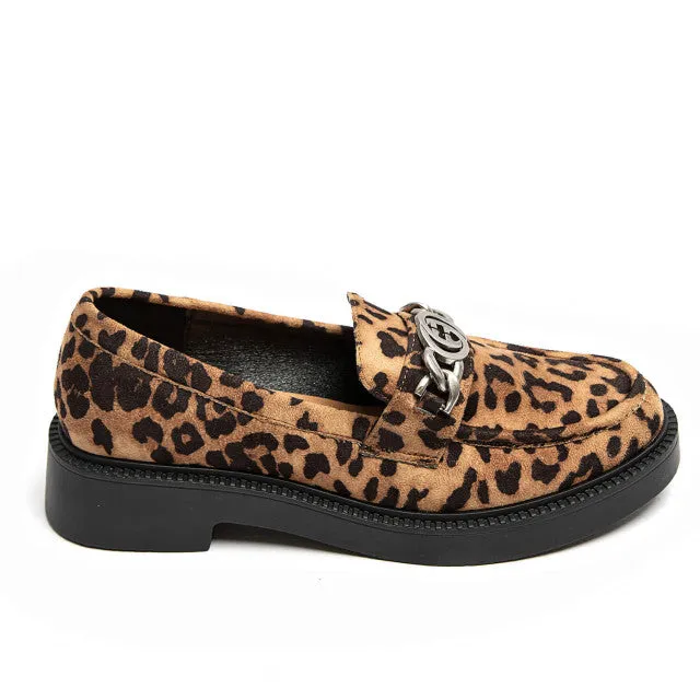 Women's Loafer in Patent Black or Faux suede leopard