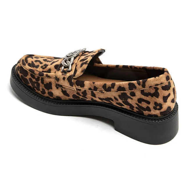 Women's Loafer in Patent Black or Faux suede leopard