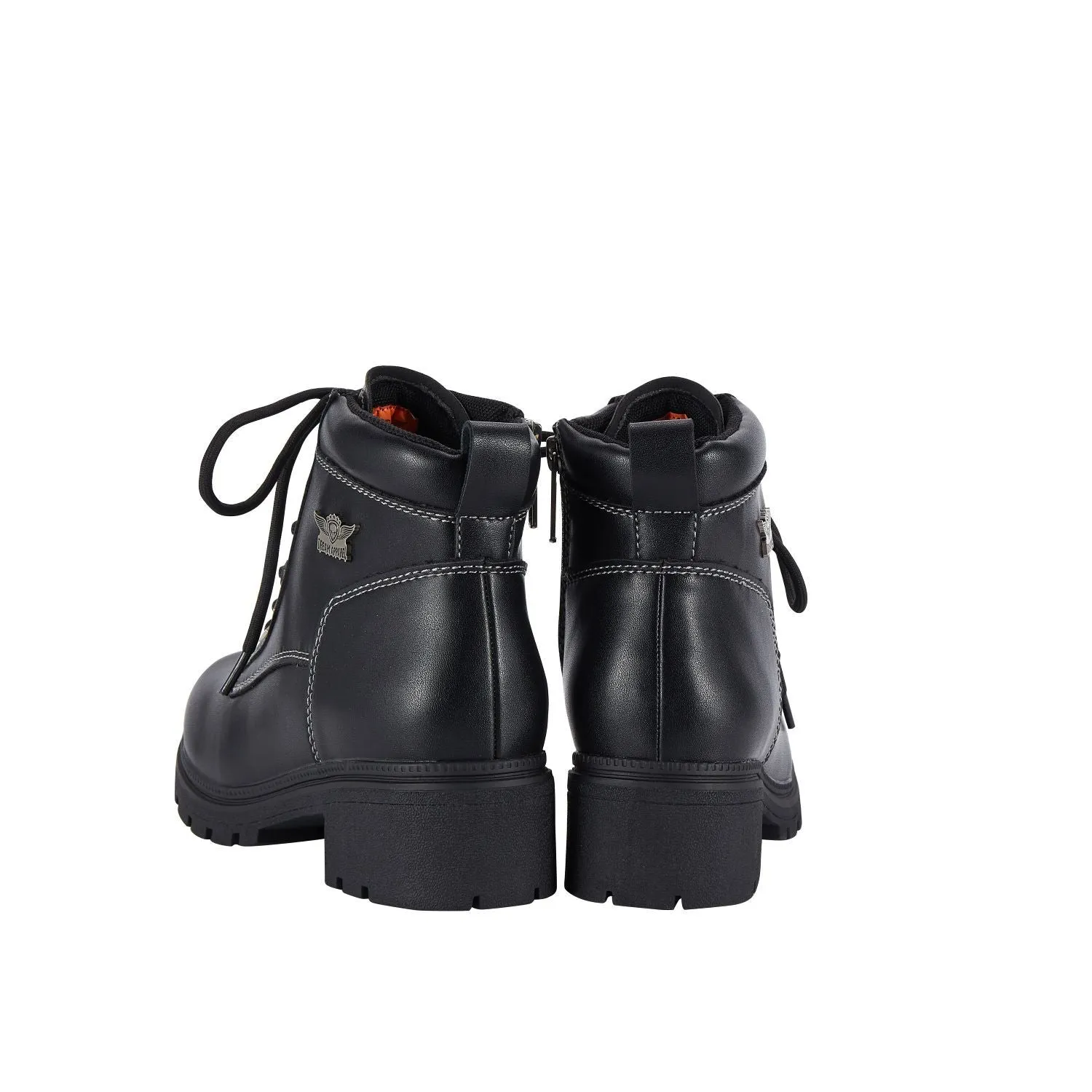 Women's Zip Side Short Black Biker Boots